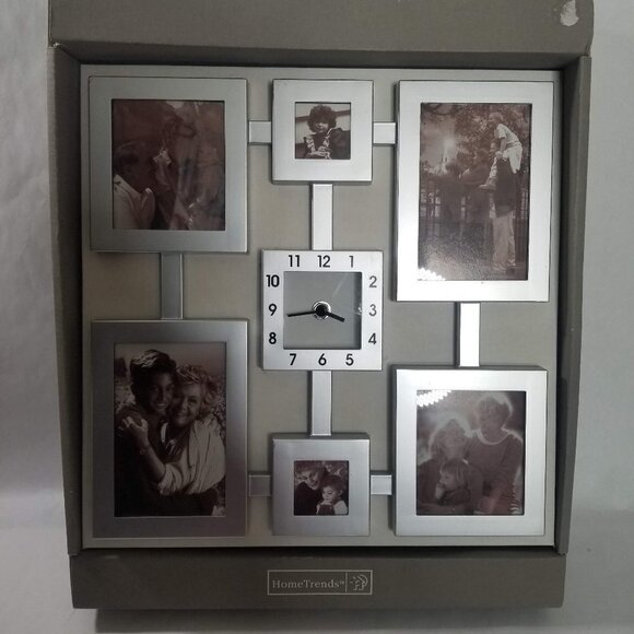 Home Trends Silver Decorative Clock And Multiple Frames Wall Decor - Picture 1 of 5